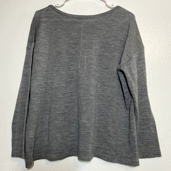 J.Jill Merino Wool Sweater 100% Wool Boat Neck Long Sleeve Gray Petite Large - Picture 5 of 5